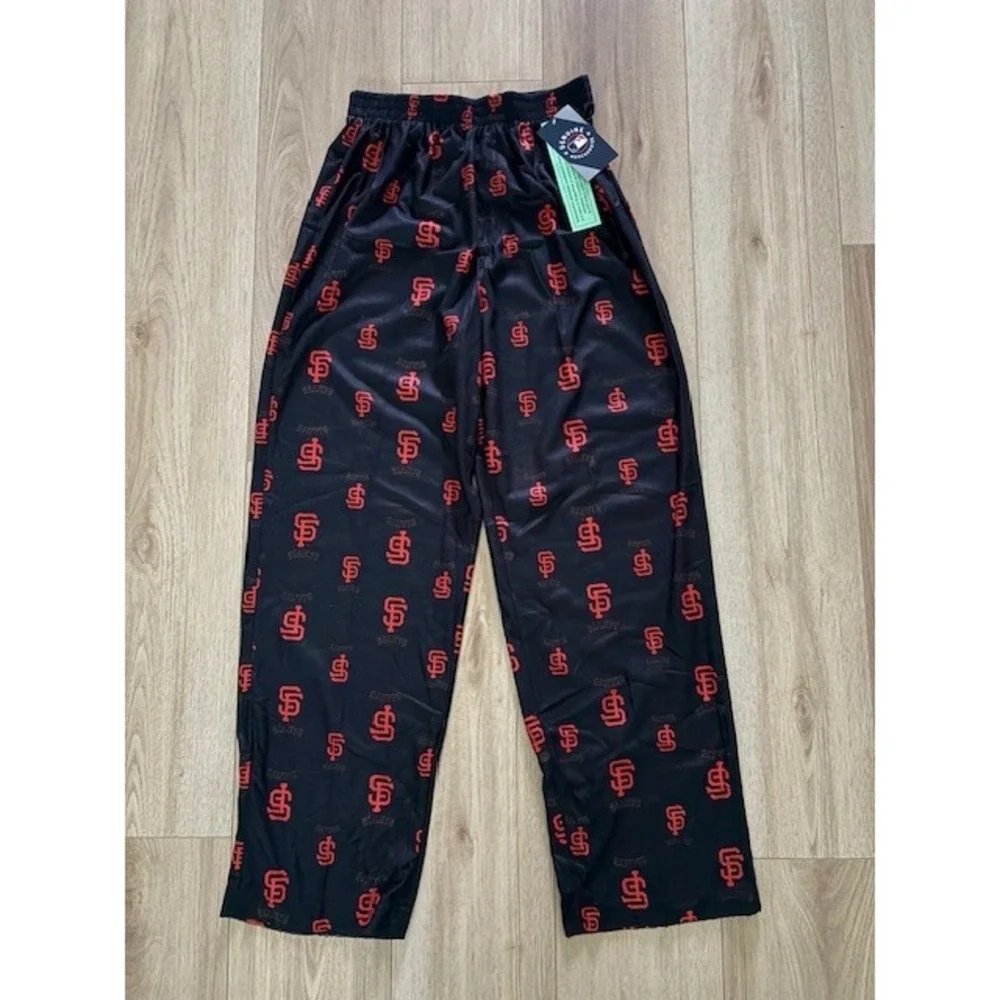 Youth San Francisco Giants Pajama Pants Black Orange All Over Logo Size XL 18 20
